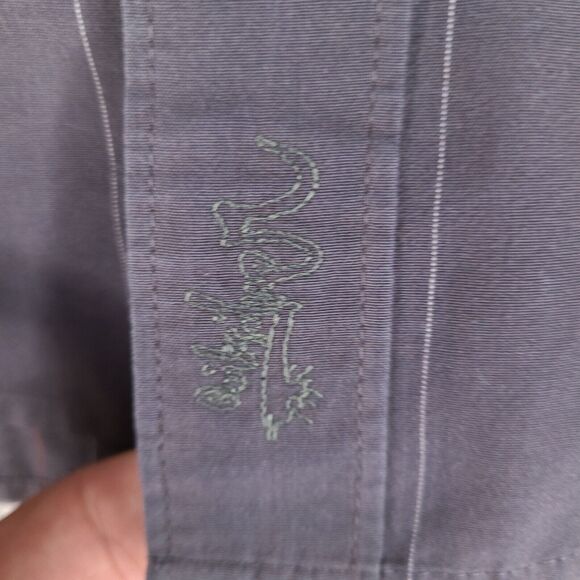 Quiksilver Shirt Mens Small Gray Striped Button Down Long Sleeve - Picture 7 of 16